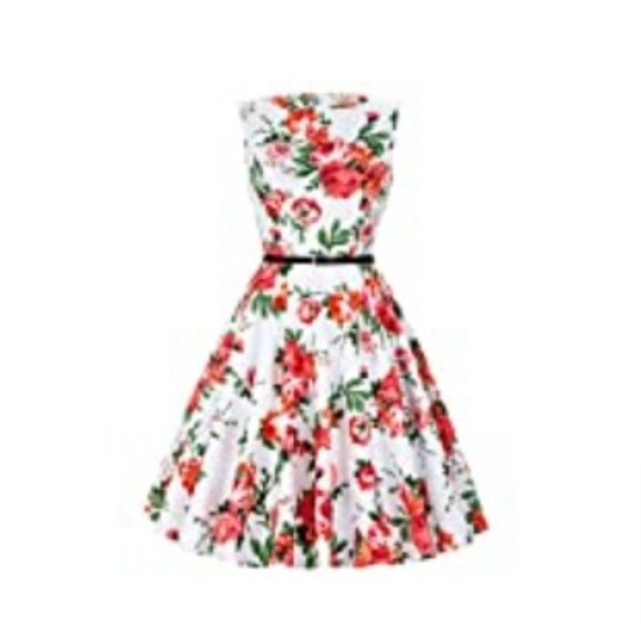 Floral boatneck swing dress - Picture 1 of 4